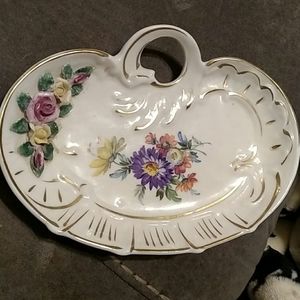 Dresden Porcelain Flower Ptn 6.5*5" Dish Vintage